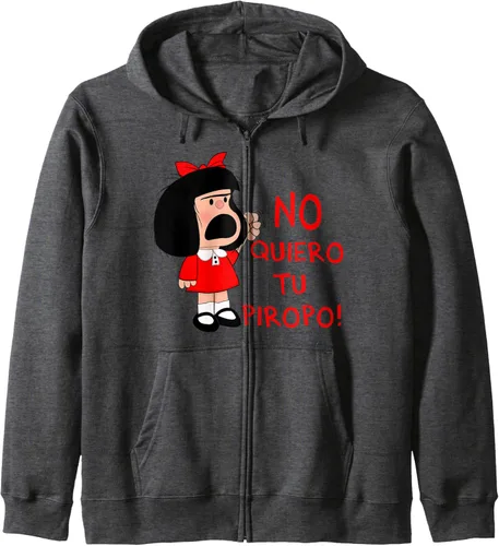 Vista 5 de No quiero tu Piropo - Sudadera divertida con capucha y cremallera femenina, Negro