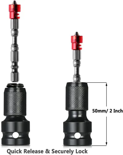Vista 2 de Yakamoz 2 adaptadores de impacto de liberación rápida hexagonal de 1/2" a 1