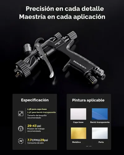 Vista 4 de InoKraft Drizzle Pro LVLP - Pistola pulverizadora, rendimiento preciso de bajo exceso de pulverización con diseño ultraligero de 11.99 oz. Incluye