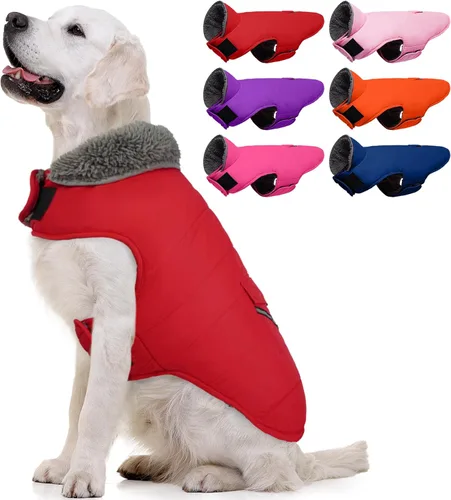 Vista 11 de MIGOHI - Abrigo de invierno cálido para perros - Chaqueta de invierno para perro, chaleco reflectante con forro polar, resistente al viento