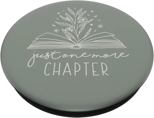 Vista 2 de Just One More Chapter - Amante de los libros florales (salvia polvorienta) PopSockets estándar PopGrip