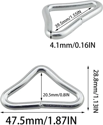 Vista 2 de DGZZI 10 piezas de hebilla triangular galvanizada para trampolín, anillos en V para piezas de repuesto de trampolín, bolsa de trampolín
