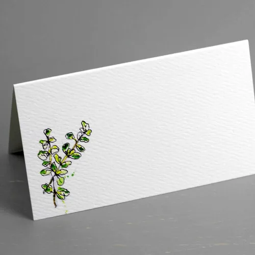 Vista 5 de HERB - Tarjetas de lugar (4 hierbas) para cenas y eventos. Estilo de tienda de campaña de mesa, puntuadas para plegarse fácilmente. Disponible