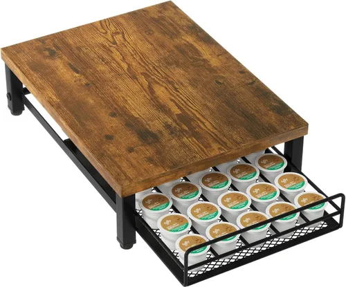 Vista 12 de IBUYKE Soporte de madera para cápsulas de café para K-Cup, capacidad de 35 Greige