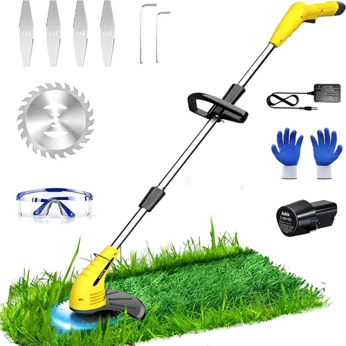 Vista 12 de Aokia Wacker eléctrico sin cable, alimentador de malezas de 12 V alimentado por batería inalámbrico con poste ajustable (65 pulgadas)