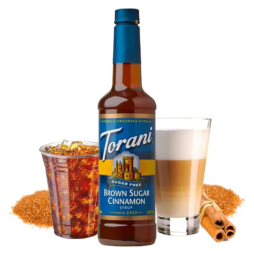 Vista 2 de Torani Jarabe de bebida con sabor a canela y azúcar morena sin azúcar, 25.4 onzas líquidas (paquete de 4)