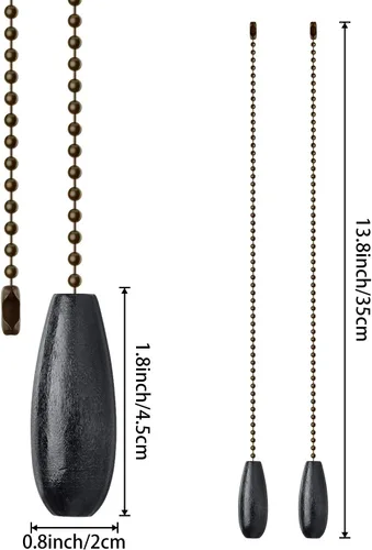Vista 3 de 8 piezas de cadenas de extensión para ventilador de techo con colgante de madera para lámpara de techo (negro)