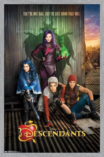 Vista 18 de Disney Descendants - Póster de pared de Key Art, 22.4 pulgadas de largo x 14.7 pulgadas de ancho, versión enmarcada de madera de granero
