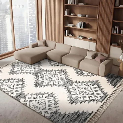 Vista 36 de SAFAVIEH - Alfombra de acento de la colección de borlas marroquíes Shag - 2'3" x 4', marfil y marrón, estilo bohemio, no suelta pelo y de fácil