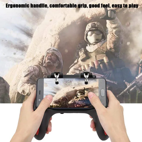 Vista 2 de Mobile Phone Game Controller PUBG Handle with Dual Cooling Fans Heat Dissipation No Noise Gamepad Handle Suitable for 4.7-6.5inch Phones