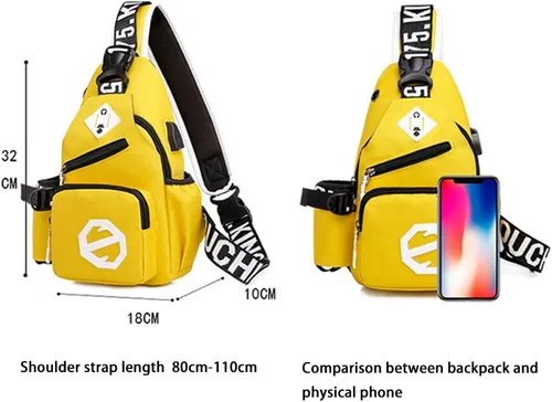 Vista 2 de CUSALBOY Mochila del ocio de la mochila de un solo hombro de la manera con el agujero del auricular del puerto USB, mochila impresa