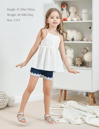 Vista 3 de SEYOUAG Conjunto de 2 piezas de ropa para niña pequeña + pantalones cortos de mezclilla