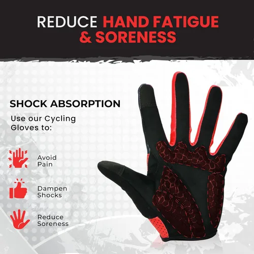 Vista 3 de Guantes de bicicleta para hombres y mujeres con almohadilla antideslizante que absorbe los golpes, guantes de ciclismo ligeros para dedos completos