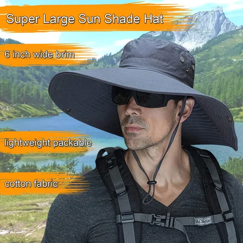 Vista 2 de HUAMULAN Sombreros de sol de ala súper ancha de 6 pulgadas, para hombres y mujeres, para pesca, senderismo, jardín, césped, trabajo, safari
