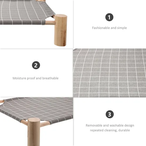 Vista 3 de Toddmomy Portable Raised Dog Bed Washable Small Pet Camp Bed with Wooden Rack Breathable Design for Indoor Cats and Dogs All-Season Use