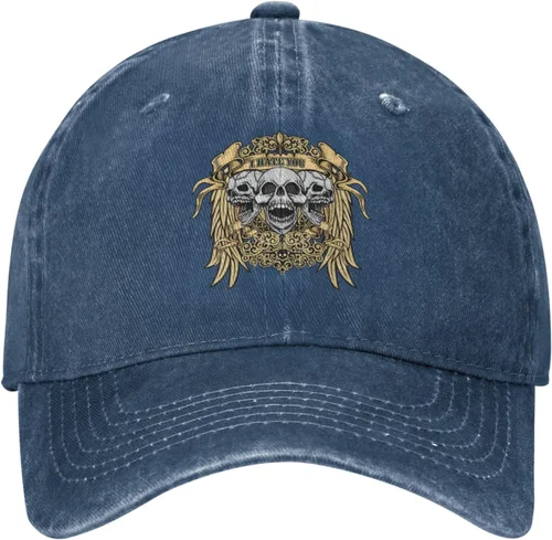 Vista 2 de Cowboy Hat Trendy Hats for Man and Women Djustable Four Season Outdoor Baseball Cap of Hell Skull with Angel Navy Blue