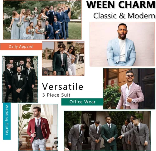 Vista 6 de WEEN CHARM - Traje de 2 botones para hombre (3 piezas)