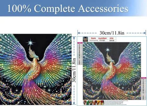Vista 3 de JFYHAB Kits de pintura de diamantes de fénix 5D para adultos, taladro completo de Fénix de fuego, diamante redondo, punto de cruz, pintura colorida