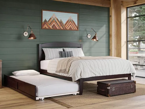 Vista 22 de AFI, Warren - Cama de plataforma matrimonial con cama nido individual, color espresso