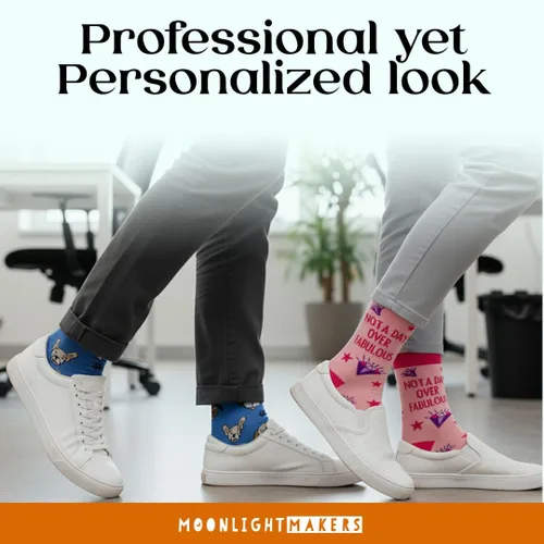 Vista 32 de Moonlight Makers Funny Colored Socks, Novelty Socks, Stocking Stuffer, Unisex Socks