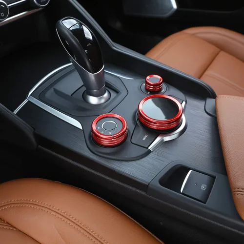 Vista 4 de Aleación de aluminio para consola central interior de automóvil, perilla multimedia, accesorio para Alfa Romeo Giulia Stelvio 2017-2020