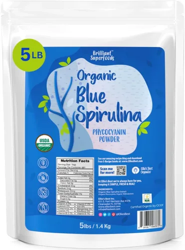 Vista 4 de Ellie's Best Polvo de espirulina azul orgánico (extracto de ficocianina), 60 porciones, sin olor, vegano, sin OMG, sin gluten, sin lácteos