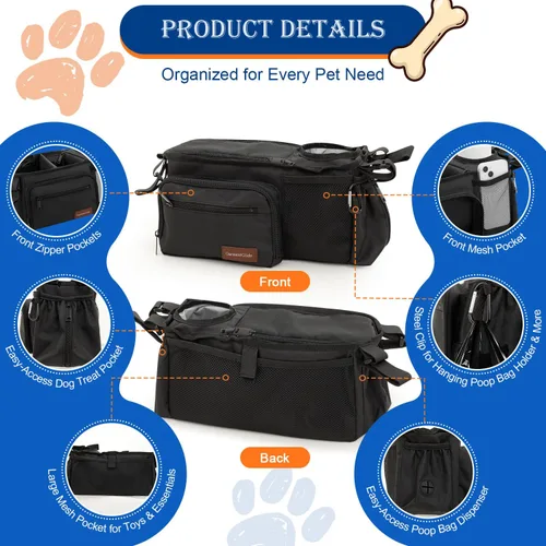 Vista 4 de Bolsa de cochecito para perros que se adapta a asas de 14 a 19 pulgadas