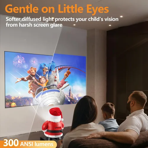 Vista 5 de Proyector Native 1080P Smart Mini Proyector con WiFi y Bluetooth, proyector portátil iiiBUMWOW Soporte 4K con Keystone automático, Smartphone, HDMI