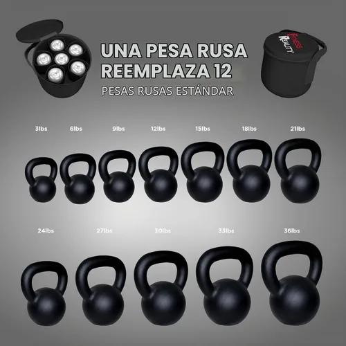 Vista 3 de Fitness Reality 1 par de mancuernas ajustables de 10 a 45 libras, incrementos de 3 libras, pesas rusas de peso ajustable