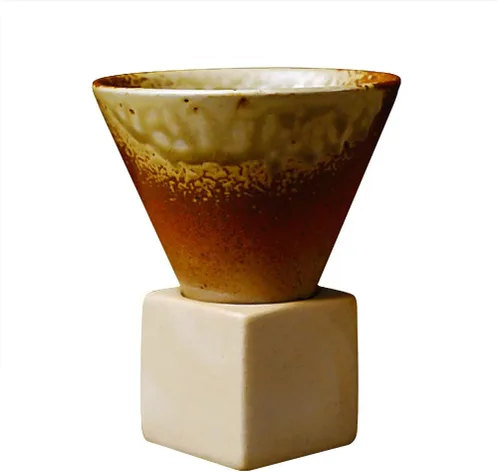 Vista 10 de Taza de café expreso para café caliente, té, cóctel, estilo retro, embudo de cerámica, regalos divertidos para mujeres y hombres (negro)