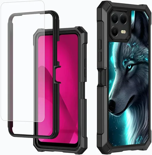 Vista 33 de Funda para T-Mobile Revvl 7 de 6.6 pulgadas con protector de pantalla, policarbonato duro de doble capa resistente y TPU suave a prueba de golpes