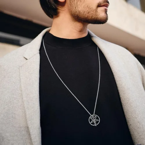 Vista 2 de Collar de estrella para hombre, acero inoxidable 316L, con colgante de estrella pagana, amuleto talismán, joyería de regalo para padre, hermano