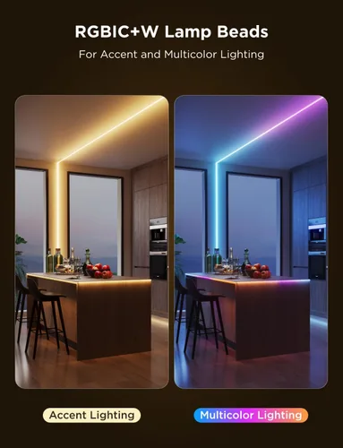 Vista 4 de Govee COB - Tira de luz LED Pro, luces LED para dormitorio, compatible con Alexa, Google Assistant y Matter, luz RGBICW con blanco cálido, tira