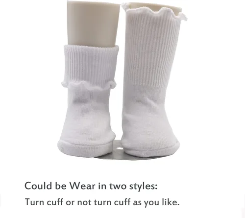 Vista 3 de 6 y 12 pares de calcetines de algodón con volantes para bebés y niños pequeños