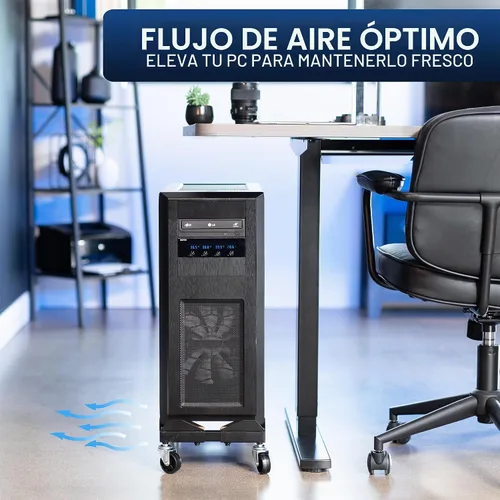 Vista 4 de VIVO Carrito de PC portátil ajustable de acero grande para debajo del CART-PC03D se adapta a la mayoría de PC para juegos de hasta 25 x 12 pulgadas