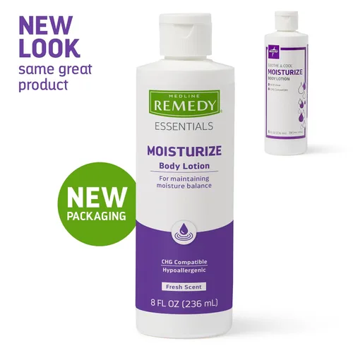 Vista 2 de Medline Remedy Essentials Loción corporal hidratante (botella de 8 onzas), 12 unidades, aroma fresco, hidratante, no grasa, para piel seca