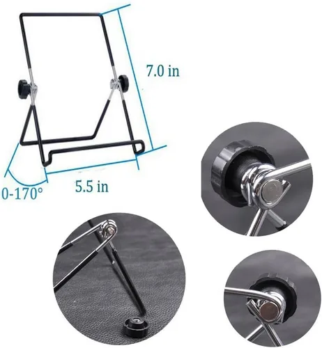 Vista 4 de MOACC Soporte para tableta, universal multiángulo, antideslizante, ajustable, soporte para tablet PC de 9 a 12.9 pulgadas, almohadilla (negro)