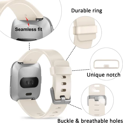 Vista 3 de Wepro Correa compatible con correas Fitbit Versa 2 para mujeres y hombres, correa suave compatible con bandas Fitbit Versa, correa deportiva Beige