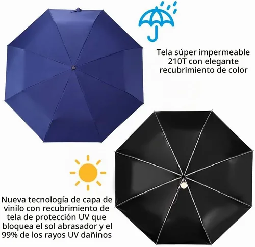 Vista 4 de DBA FDJASGY - Parasol DBA de sol, compacto, plegable, de viaje, auto abrir y cerrar a prueba de viento, lluvia y 99,9 % de protección UV, con Azul