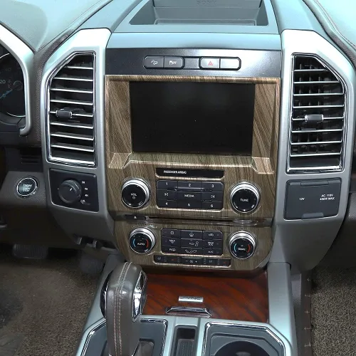 Vista 11 de Voodonala - Funda para panel de control del volumen de navegación de la consola central para Ford F150 2015-2020, grano de madera negro