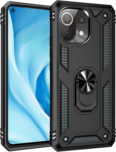 Vista 2 de Funda compatible con Xiaomi Redmi A1, compatible con Redmi A2 4G funda para teléfono con soporte de anillo 2 en 1, color negro