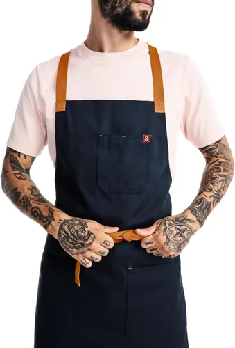 Vista 12 de hedley & bennett Delantal con babero cruzado - Delantal de chef con bolsillos - 100% Algodón Denim, 8oz - Negro Abalone