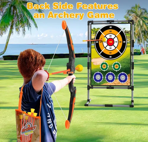 Vista 4 de Juego de astillado de golf – Alfombrilla de doble cara con soporte, divertido juego de práctica para niños y adultos