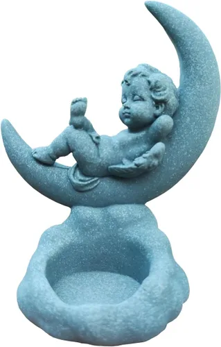 Vista 9 de livelyfish Estatua de ángel guardián, pequeña figura de querubín rezando, alas de arenisca, escultura de ángel para acuario, hogar, pecera