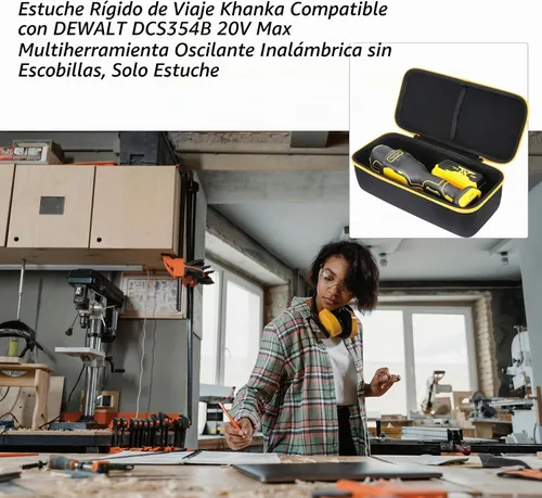 Vista 6 de khanka Funda rígida de viaje compatible con DEWALT DCS354B / DCS356B ATOMIC 20V Max sin escobillas sin escobillas multiherramienta oscilante, solo