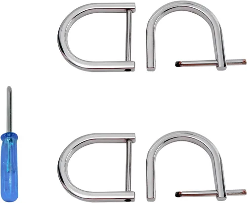Vista 17 de willikiva 4 anillos en D con tornillo de cierre de repuesto para llave de grillete en forma de U, soporte de anillos D, herradura, de cuero