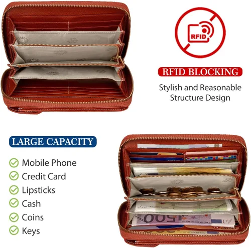 Vista 4 de HUANLANG Pequeñas bolsas cruzadas para teléfono celular de cuero para mujer