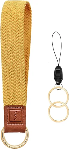 Vista 12 de Fishent Llavero elástico, bonito llavero de pulsera, cordón de muñeca tejido mejorado para llaves, llaveros para mujeres y hombres, llaves
