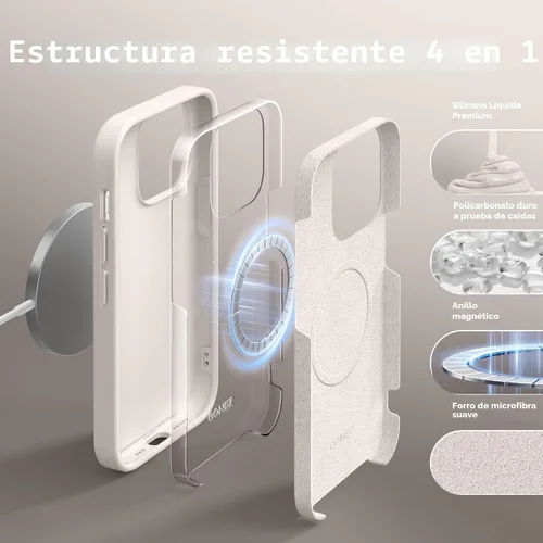 Vista 4 de GONEZ Funda para iPhone 14 Pro, compatible con Magsafe, con protector de pantalla + protector de lente de cámara, forro de microfibra suave A-Piedra