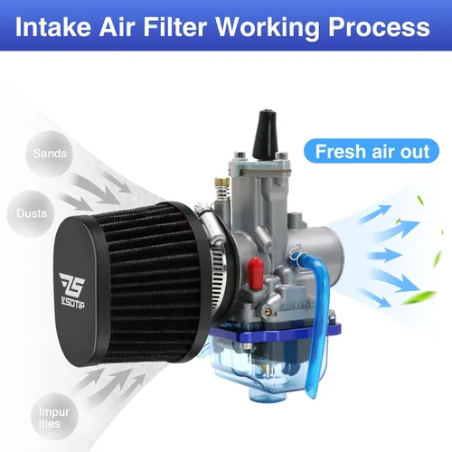 Vista 6 de 2 piezas de filtro de aire universal de 38 mm para motocicleta, filtro de motor de repuesto de alto rendimiento, filtros de aire para limpiador